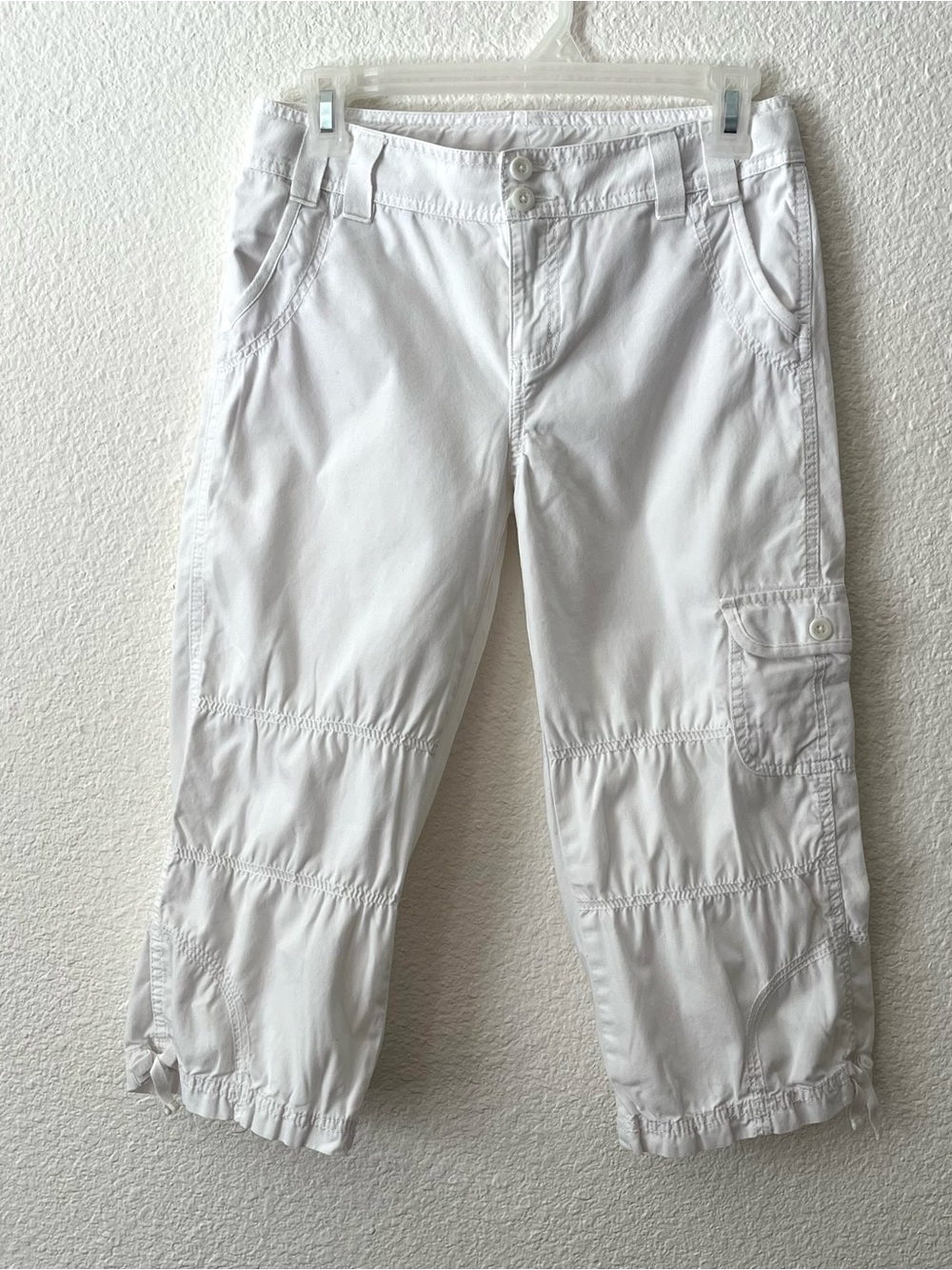 Ivy & Moon Girls white cargo crop pants adjustable waist size 14